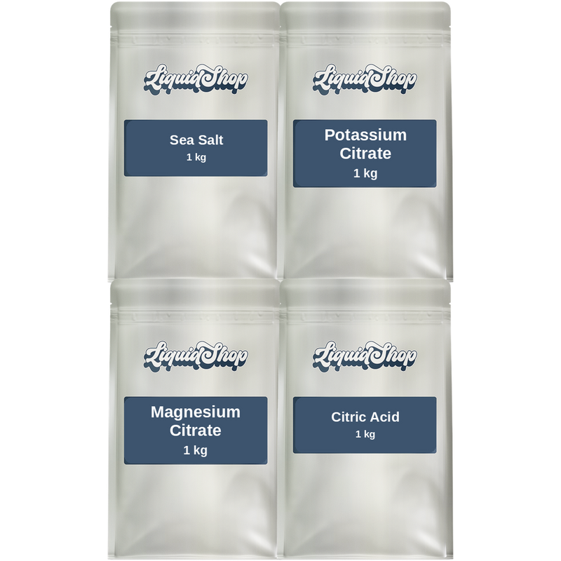 Sea salt electrolyte kit — sea salt, potassium citrate, magnesium citrate and citric acid, 1 kg pouches