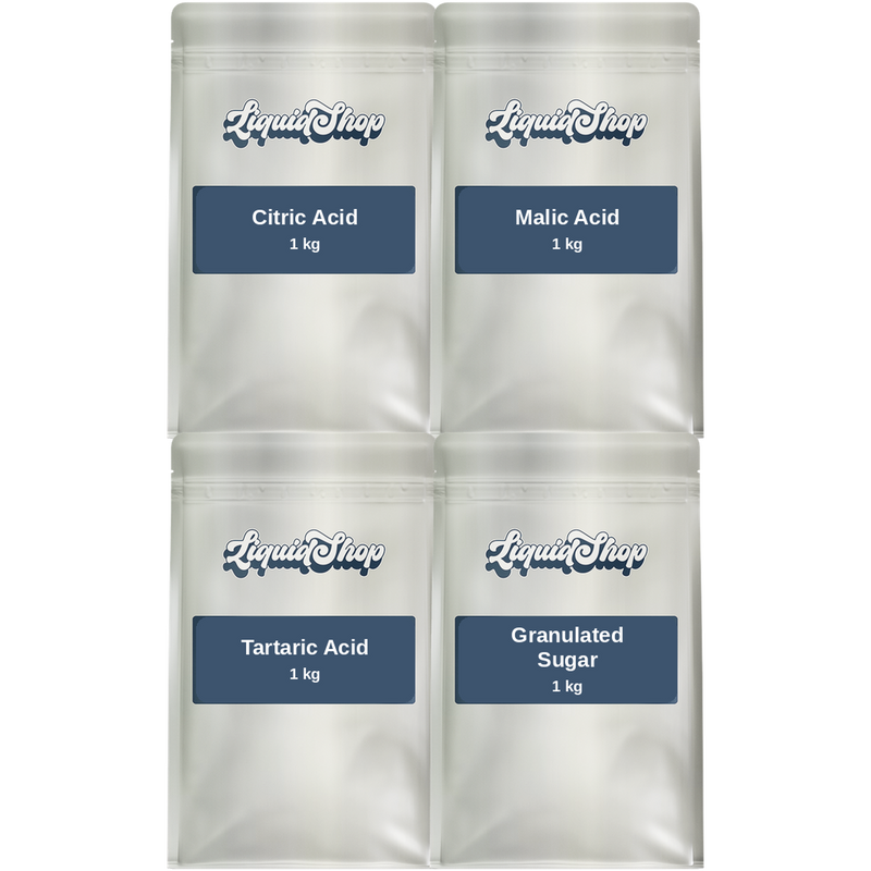 Sour candy coating kit — citric, malic and tartaric acids with granulated sugar, 1 kg pouches