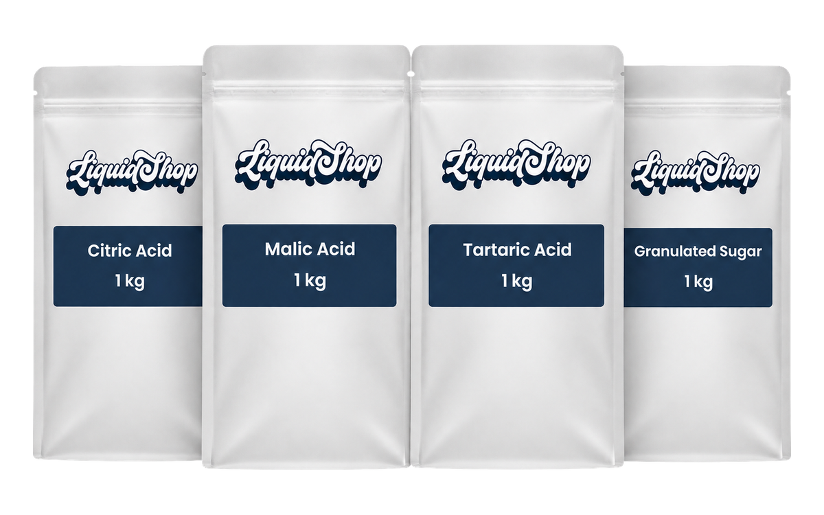Sour candy coating kit — citric, malic and tartaric acids with granulated sugar, 1 kg pouches