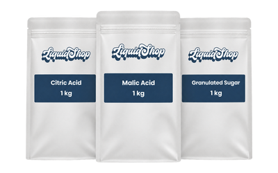 Simple syrup and sour mix kit — citric acid, malic acid and granulated sugar, 1 kg pouches