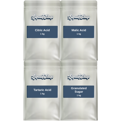 Sour candy coating kit — citric, malic and tartaric acids with granulated sugar, 1 kg pouches